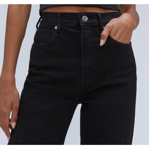 NEW Everlane Jeans 25 "The Way High Jean" Black Womens ORGANIC Straight - Picture 2 of 13